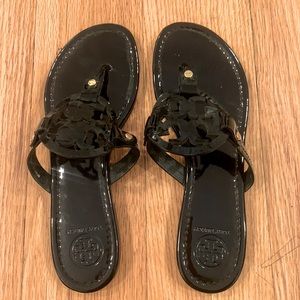 Tory Burch Miller sandals. Black patent. Barely worn.